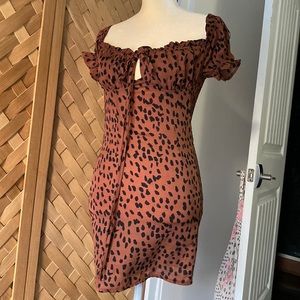 OOTDFASH SPOTTED BROWN DRESS BODYCON
